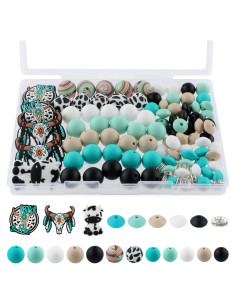 100 Perlas de Silicona HHCFAST Turquesa 15mm y 12mm para DIY