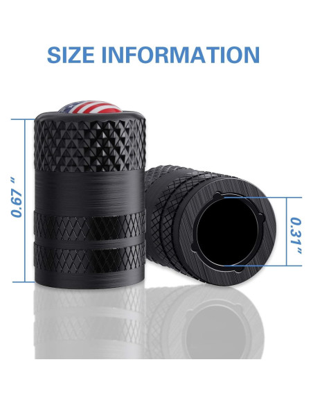 Tapones de Válvula CKAuto Universales con Bandera Americana - 4 Pzas