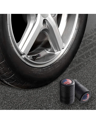 Tapones de Válvula CKAuto Universales con Bandera Americana - 4 Pzas