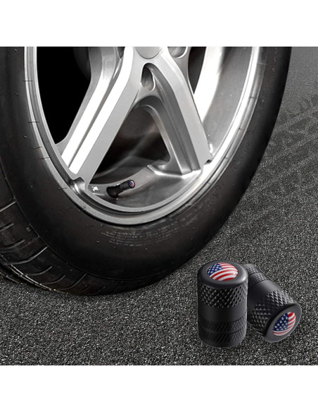 Tapones de Válvula CKAuto Universales con Bandera Americana - 4 Pzas