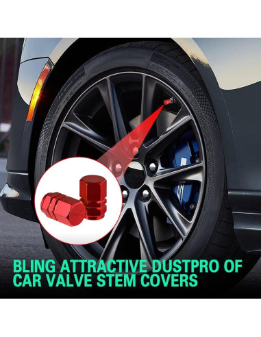 8 Tapas de Válvula de Neumático Kutyun Aluminio Rojo Universal