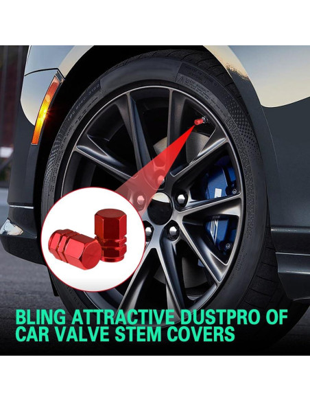 8 Tapas de Válvula de Neumático Kutyun Aluminio Rojo Universal