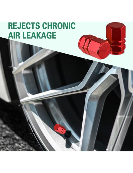 8 Tapas de Válvula de Neumático Kutyun Aluminio Rojo Universal