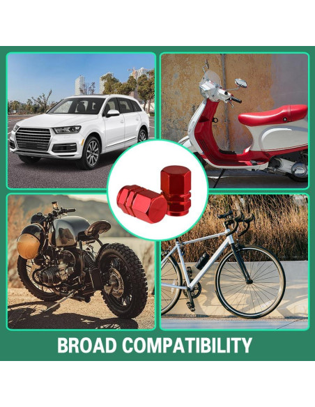 8 Tapas de Válvula de Neumático Kutyun Aluminio Rojo Universal