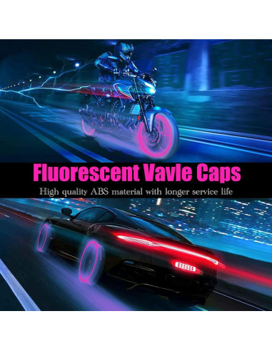 4 Tapas de Válvula de Neumático MEAJOO Rosa Universal