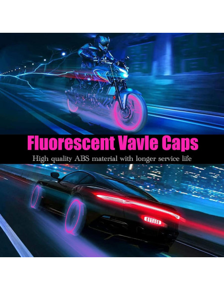 4 Tapas de Válvula de Neumático MEAJOO Rosa Universal