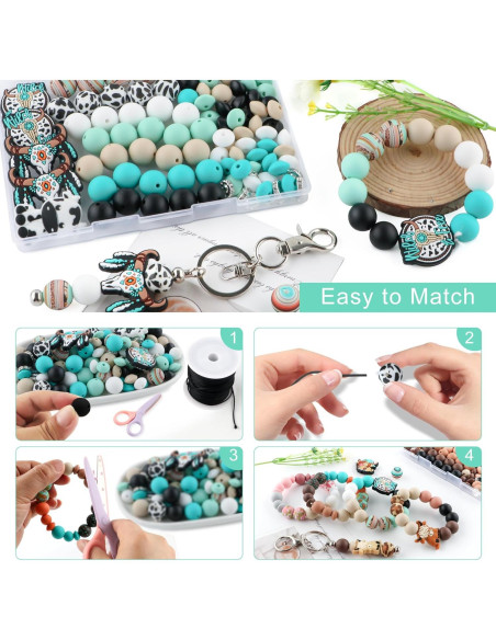 100 Perlas de Silicona HHCFAST Turquesa 15mm y 12mm para DIY