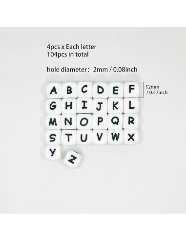 104 Perlas de Letras de Silicona WangLaap 12mm para Accesorios