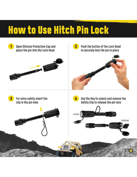 Cerradura de Enganche de Remolque Motormic 5/8" con Clip de Seguridad