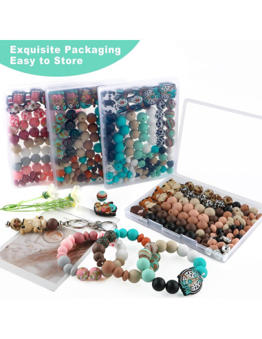 100 Perlas de Silicona HHCFAST Turquesa 15mm y 12mm para DIY