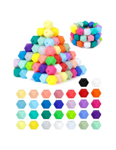 90PCS Cuentas de Silicona Hexagonales FIVEIZERO 14mm 30 Colores
