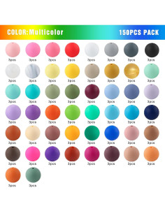 150 Perlas de Silicona Redondas 15mm Kovict Multicolor 2