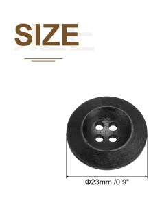80 Botones de Madera Redondos 23mm uxcell Negro para Costura 2