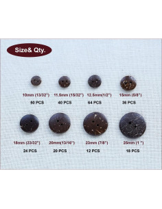 266 Botones de Madera de Coco GANSSIA 10-25mm para Costura 2