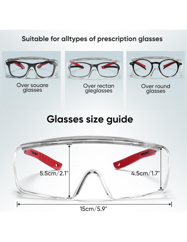 Gafas de Seguridad sobre Gafas Lente Clara TR90 Ajustables