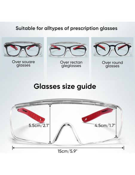 Gafas de Seguridad sobre Gafas Lente Clara TR90 Ajustables