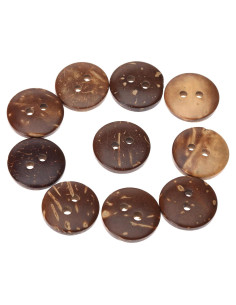 Botones de Coco Natural Dophee 100Pcs 20mm Marrón Costura