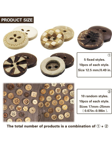 150 Botones de Concha de Coco CNYMANY para Manualidades DIY