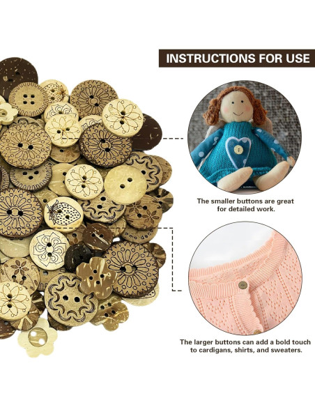 150 Botones de Concha de Coco CNYMANY para Manualidades DIY