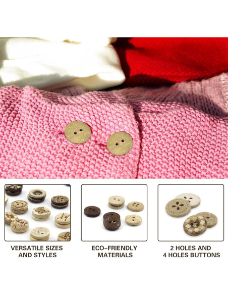 150 Botones de Concha de Coco CNYMANY para Manualidades DIY