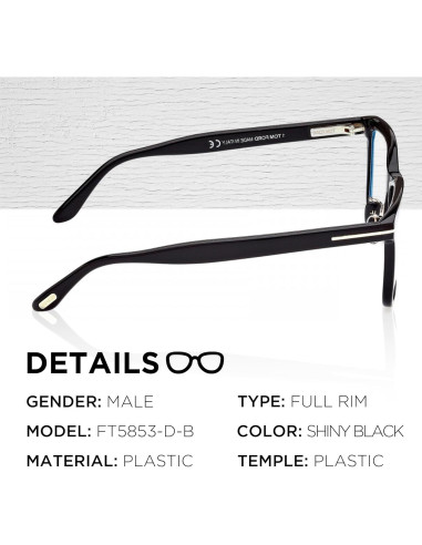 Marco de Gafas Tom Ford FT5853-D-B + Kit de Limpieza eSHADES