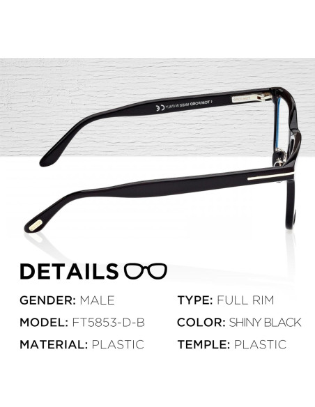 Marco de Gafas Tom Ford FT5853-D-B + Kit de Limpieza eSHADES