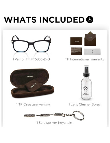 Marco de Gafas Tom Ford FT5853-D-B + Kit de Limpieza eSHADES