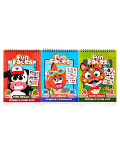 Libros de Calcomanías Reutilizables JOYIN - Safari, Granja, Mar