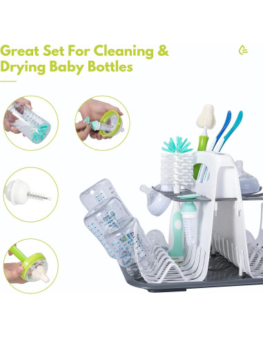 Secador de Biberones CAREBABYMORE con 6 Cepillos, Blanco