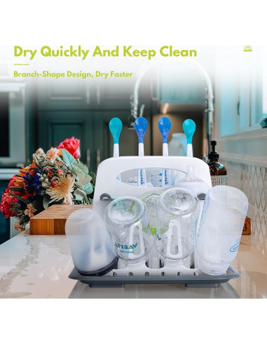 Secador de Biberones CAREBABYMORE con 6 Cepillos, Blanco