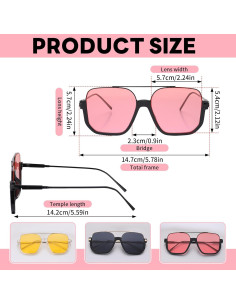 Gafas de Sol Retro Cuadradas UV Protección 70s - 3 Pcs 2