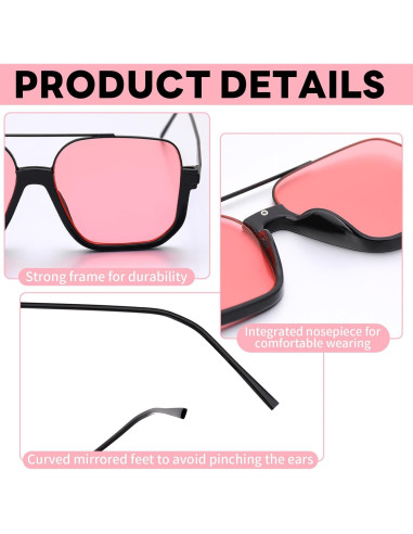 Gafas de Sol Retro Cuadradas UV Protección 70s - 3 Pcs