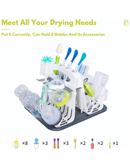 Secador de Biberones CAREBABYMORE con 6 Cepillos, Blanco