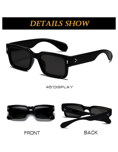 Gafas de sol cuadradas EYLRIM UV400 para unisex, negras