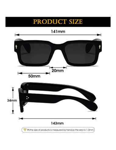 Gafas de sol cuadradas EYLRIM UV400 para unisex, negras