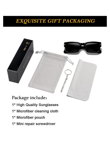 Gafas de sol cuadradas EYLRIM UV400 para unisex, negras