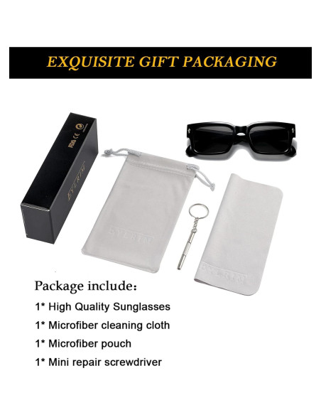 Gafas de sol cuadradas EYLRIM UV400 para unisex, negras