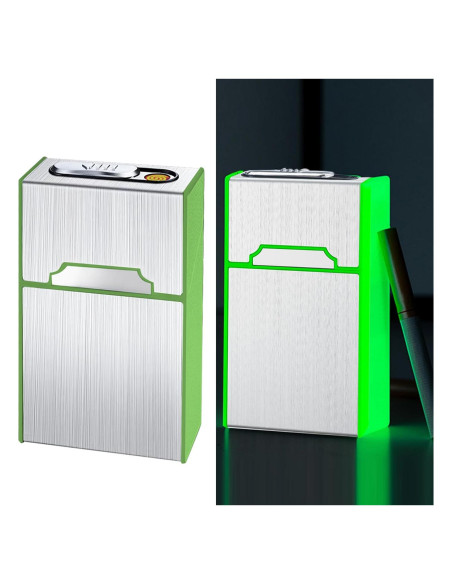 Estuche para Cigarrillos Masseul Negro con Encendedor Eléctrico