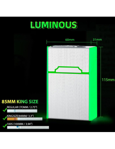 Estuche para Cigarrillos Masseul Negro con Encendedor Eléctrico