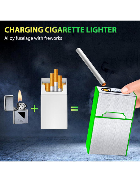 Estuche para Cigarrillos Masseul Negro con Encendedor Eléctrico