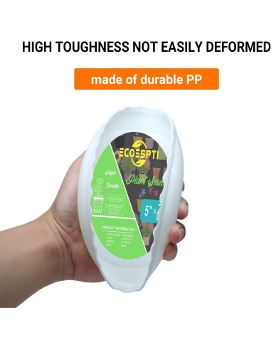 Paquete de 7 bandejas de plástico ECOESPTI 14.8 cm blancas