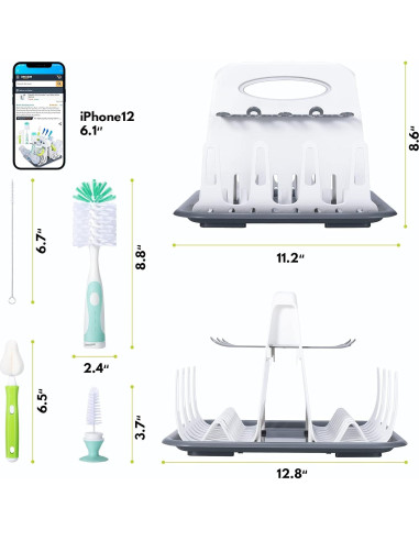 Secador de Biberones CAREBABYMORE con 6 Cepillos, Blanco