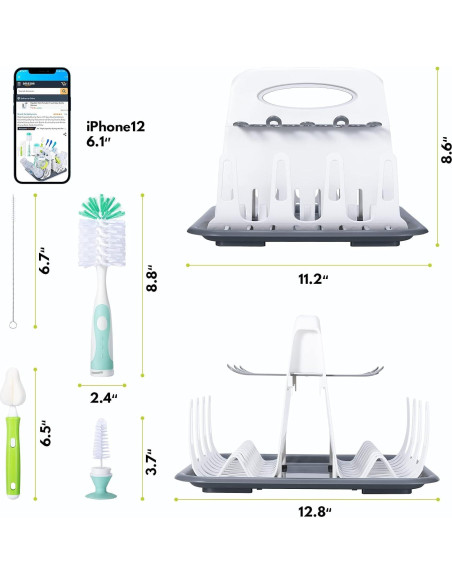 Secador de Biberones CAREBABYMORE con 6 Cepillos, Blanco