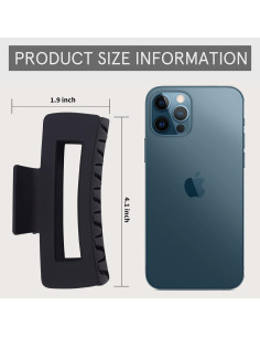 Clips de Pelo Antideslizantes Mandydov 10.4 cm 8 Pcs Negro y Gris 2