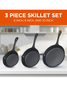 Juego de Sartenes de Hierro Fundido Commercial CHEF 3 Piezas 15-25 cm 2