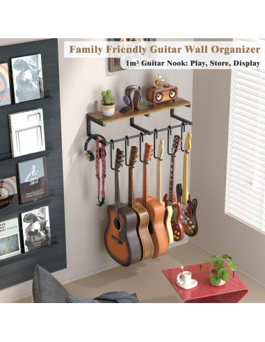 Soporte de Pared para Guitarras Keebofly 6 Ganchos Ajustable