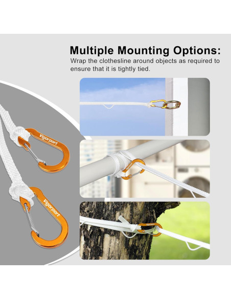 Cuerda de Ropa Portátil Vigorport 3.81m Nylon Blanca Antideslizante