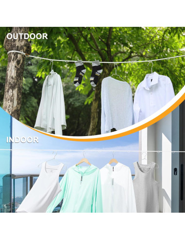 Cuerda de Ropa Portátil Vigorport 3.81m Nylon Blanca Antideslizante