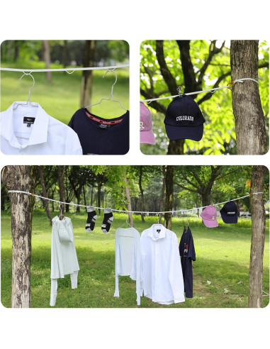 Cuerda de Ropa Portátil Vigorport 3.81m Nylon Blanca Antideslizante