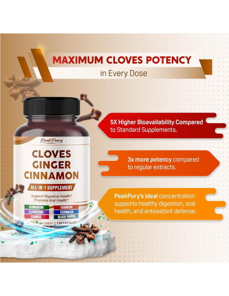 Clavos Ultra PeakPury 150 Cápsulas - Suplemento Digestivo y Oral